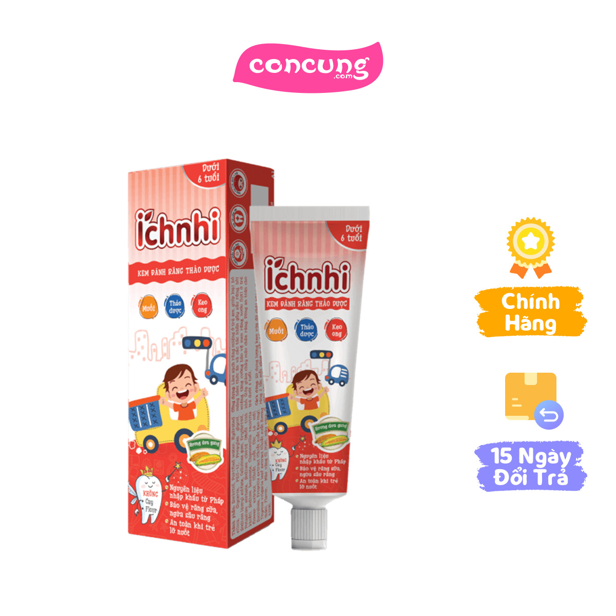 Ích Nhi kem đáng răng thảo dược hương dưa gang <6 tuổi (50g)