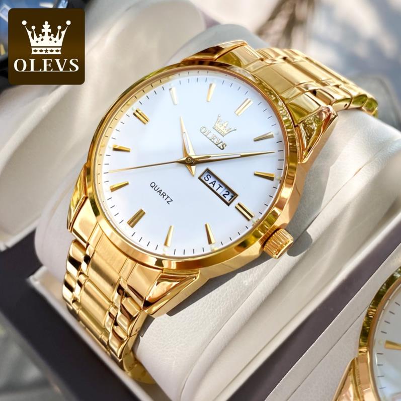 [TOP SALE] Đồng hồ quartz OLEVS 6898G dây thép không gỉ dạ quang chống nước chính hãng cho nam
