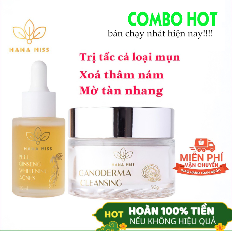 Combo Serum Và Bột Rữa Mặt Hana Miss Mụn - Sẹo - Nám