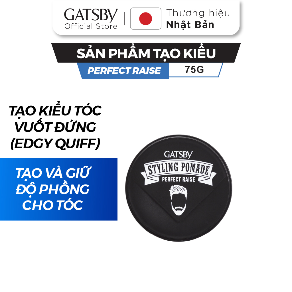 Sáp vuốt tóc GATSBY Styling Pomade Perfect Raise Pomade tạo kiểu Edge Quiff mạnh mẽ tạo & giữ độ phồ