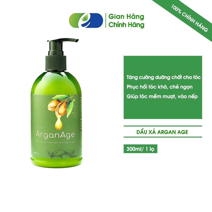 Dầu xả thảo dược ArganAge dưỡng tóc bóng mượt ngăn rụng tóc phục hồi và kích thích tóc mọc NHANH KHOẺ 300 ML