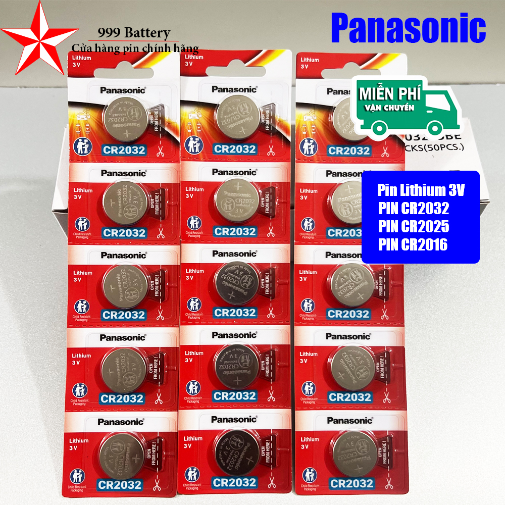 Vỉ 5 Viên Pin Panasonic CR2032  CR2025  CR2016 Lithium 3V chính hãng pin Cmos pin remote smart honda