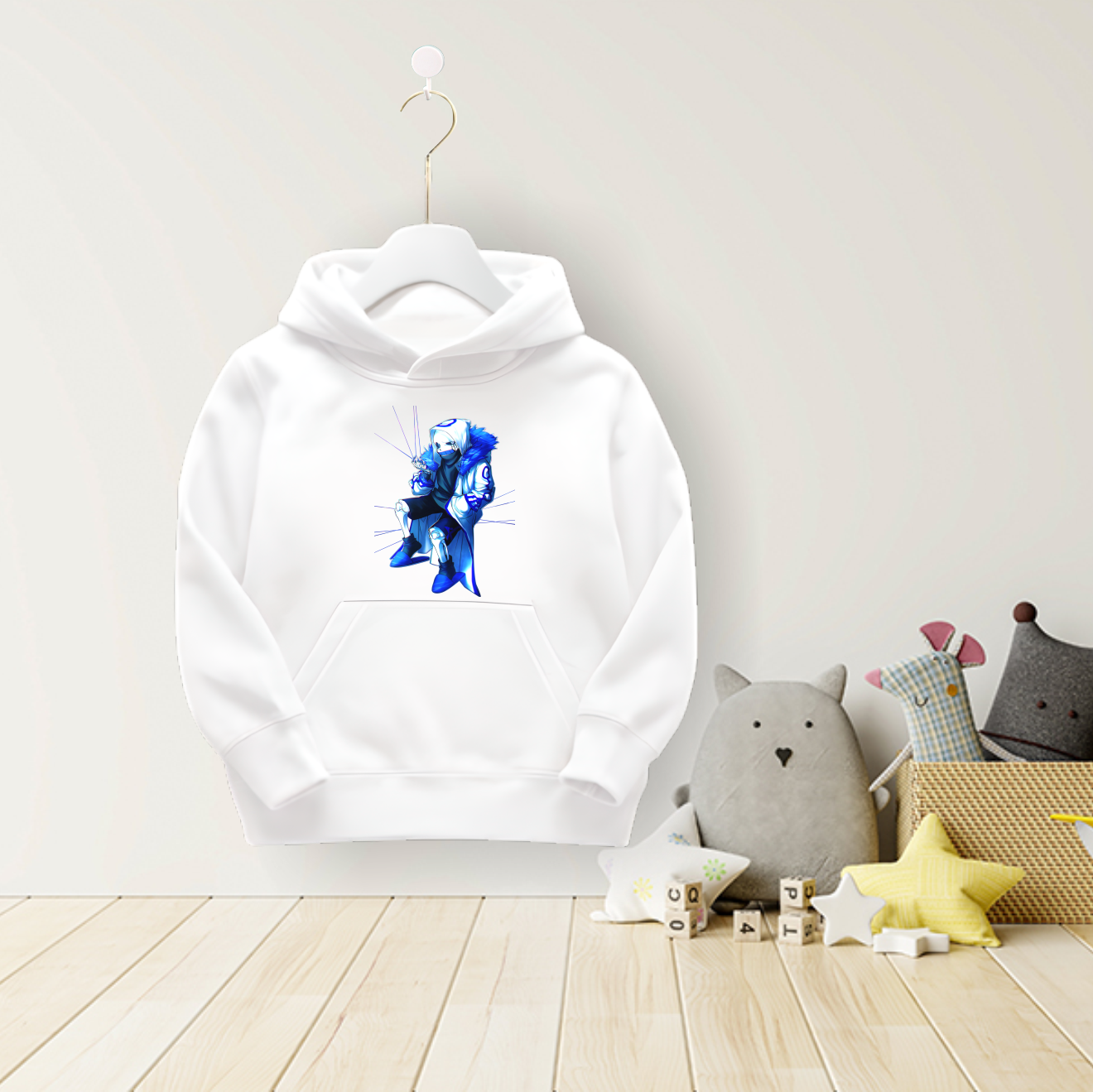 Áo Hoodie Trắng in hình Tam Sans Đại Chiến 404 Sans 505 Sans 606 cực hot cho bé