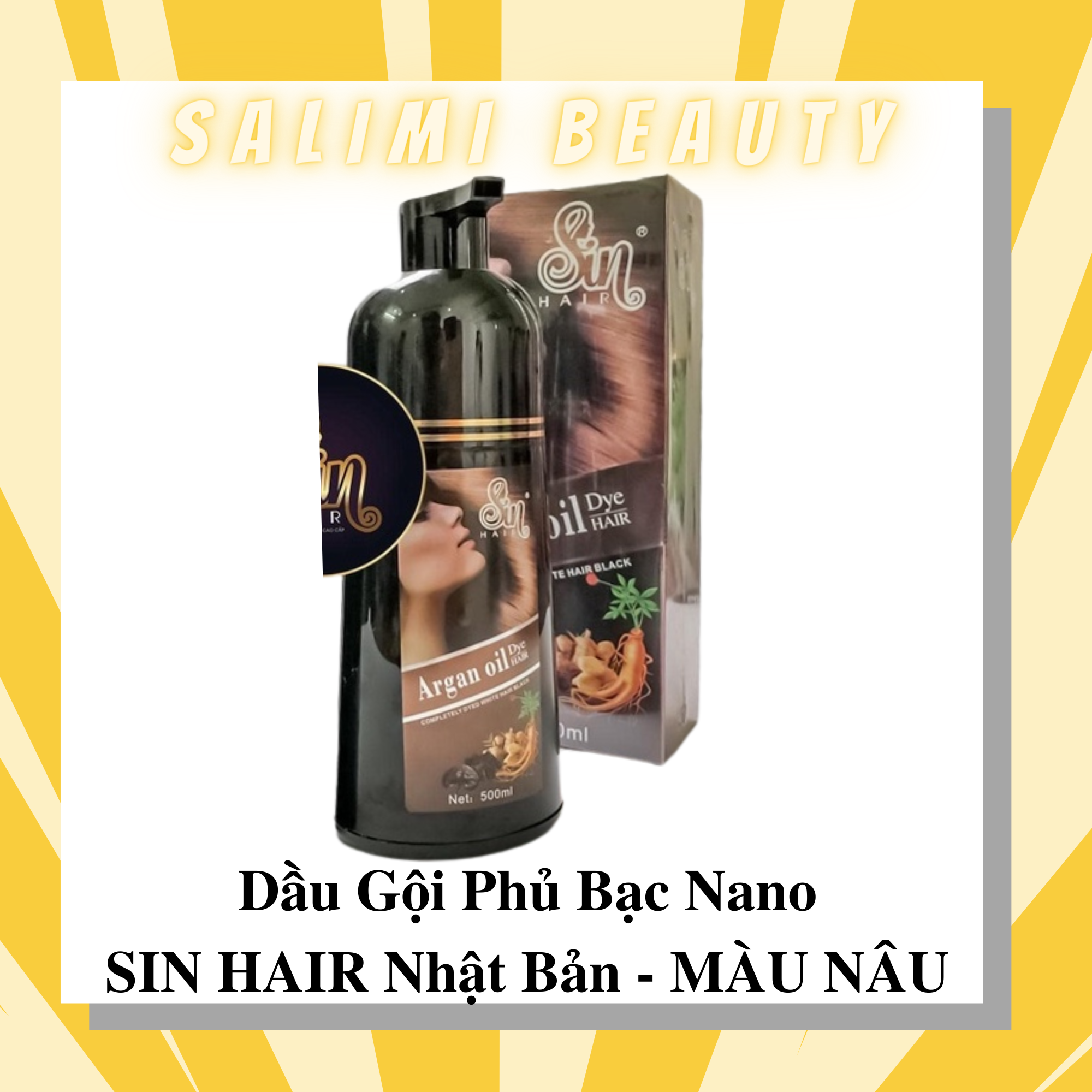 [Màu Nâu] Dầu Gội Nhuộm Tóc Sin Hair Nhật Bản - Chiết Xuất Thảo Dược Tự Nhiên Phủ Bạc Nhanh Chóng Cung Cấp Collagen Phục Hồi Tóc Hư Tổn Làm Sạch Da Đầu Ngăn Ngừa Nấm - 500Ml - Hàng Chính Hãng