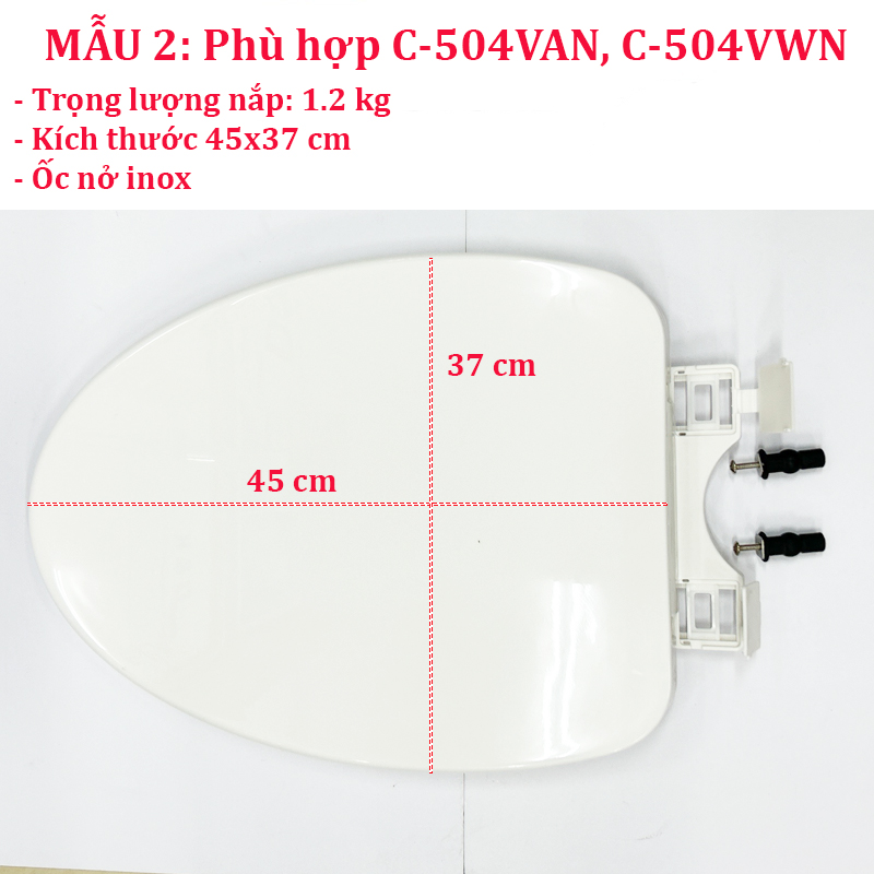 Nắp bồn cầu đóng êm thay phù hợp bồn cầu inax C504VTN C504VRN C504VAN C504VWN
