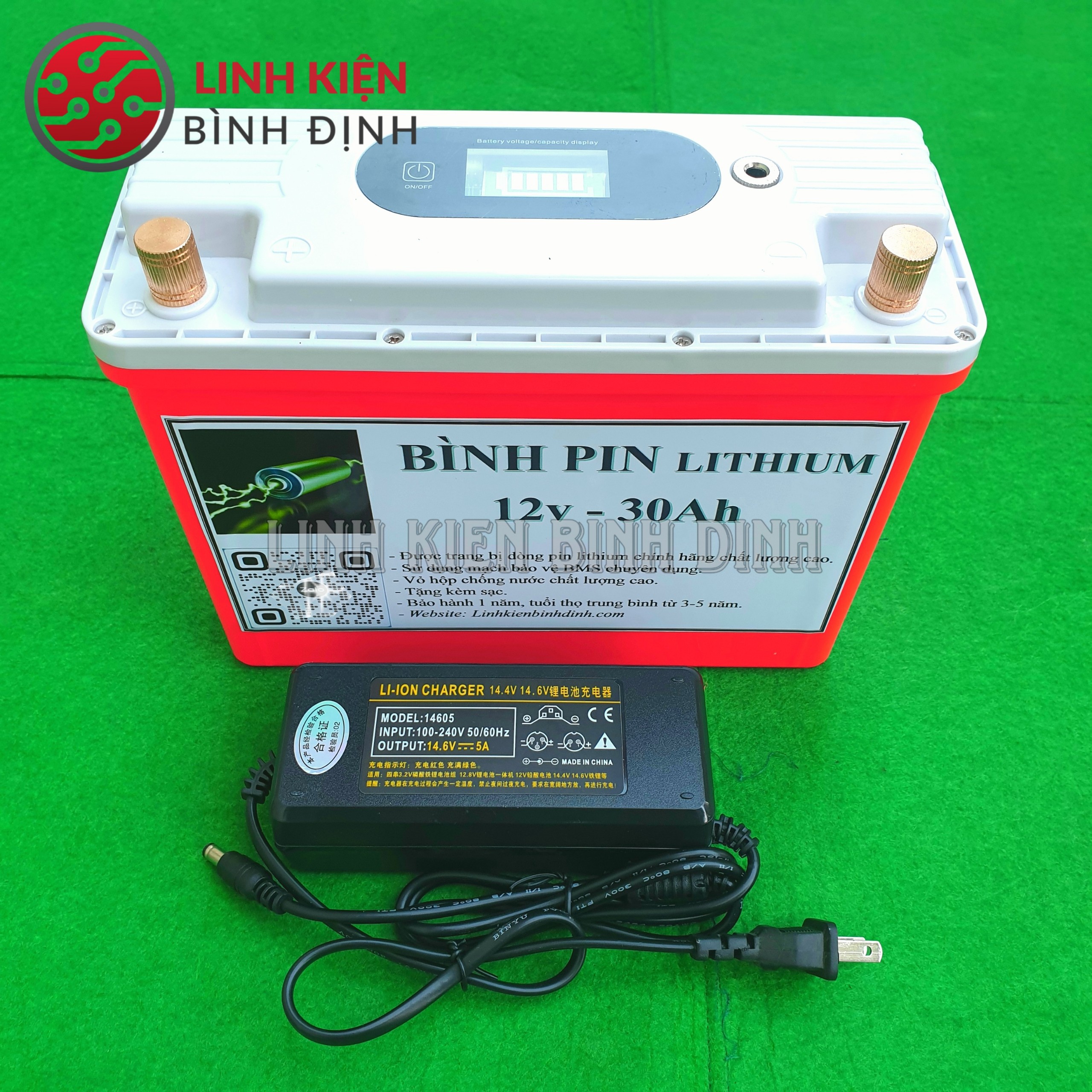 Bình pin lithium 12V - 30Ah chống nước Hệ 4S chất lượng cao