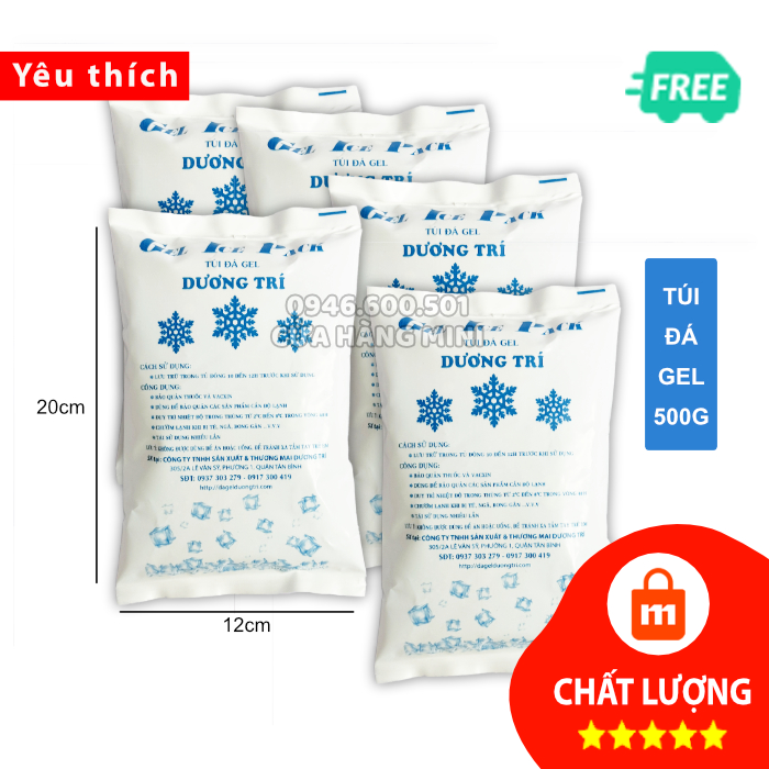 Combo 5 Túi Đá Gel Đá Khô 500g Giữ Lạnh Bảo Quản Thực Phẩm Sữa Socola