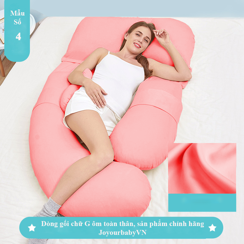 Gối ôm bầu chữ G - Có thể tháo rời ( Tặng Kèm Gối định hình đầu cho bé) Gối ôm bà bầu hỗ trợ giảm đau lưng mất ngủ cho mẹ bầu gối ôm cao cấp - Joyourbabyvn