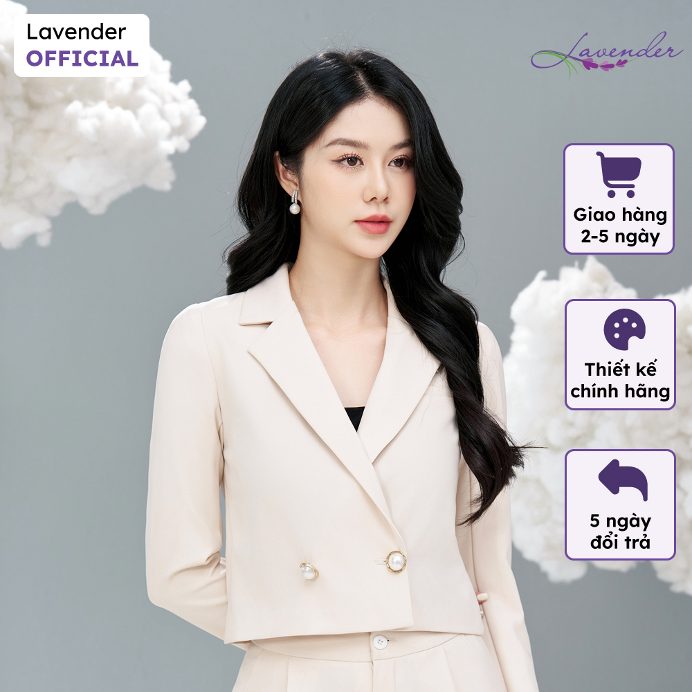 Áo vest nữ LAVENDER màu kem tay dài dáng lửng V2935