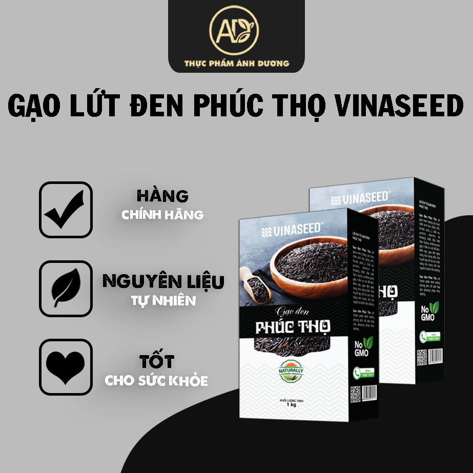 Gạo lứt đen Phúc Thọ VINASEED - Hàng chính hãng - 1kg