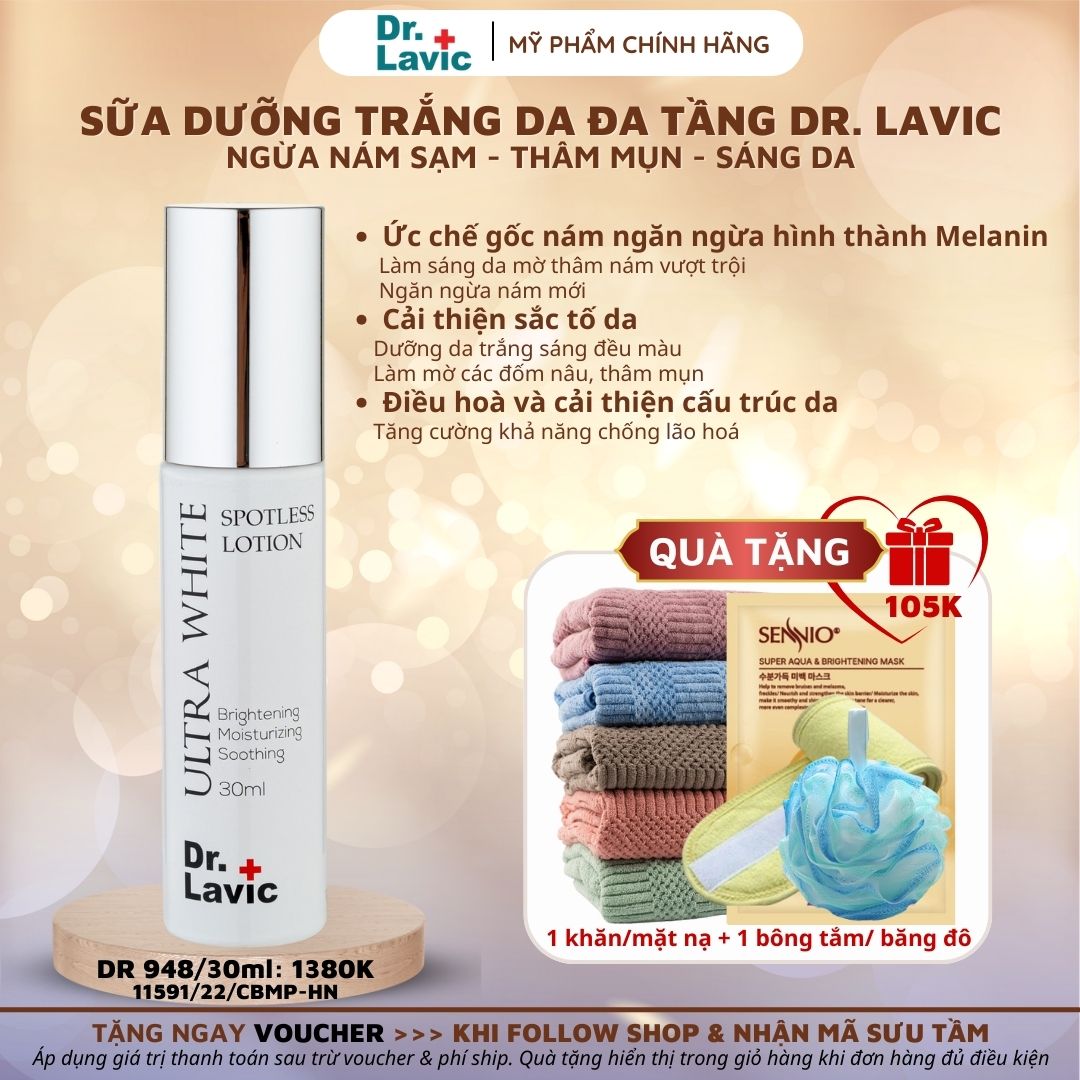 Sữa dưỡng trắng đa tầng- Ultra white spotless Dr.Lavic 30ml