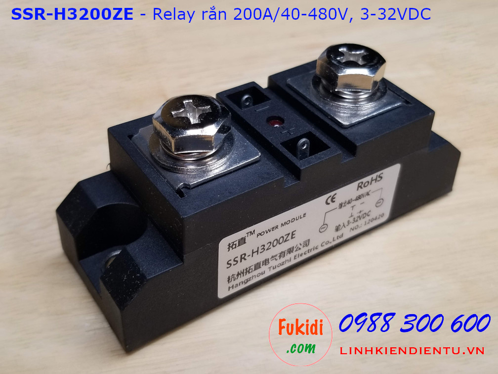 Relay rắn một pha 200A loại DC điều khiển AC 40-480VAC SSR-H3200ZE