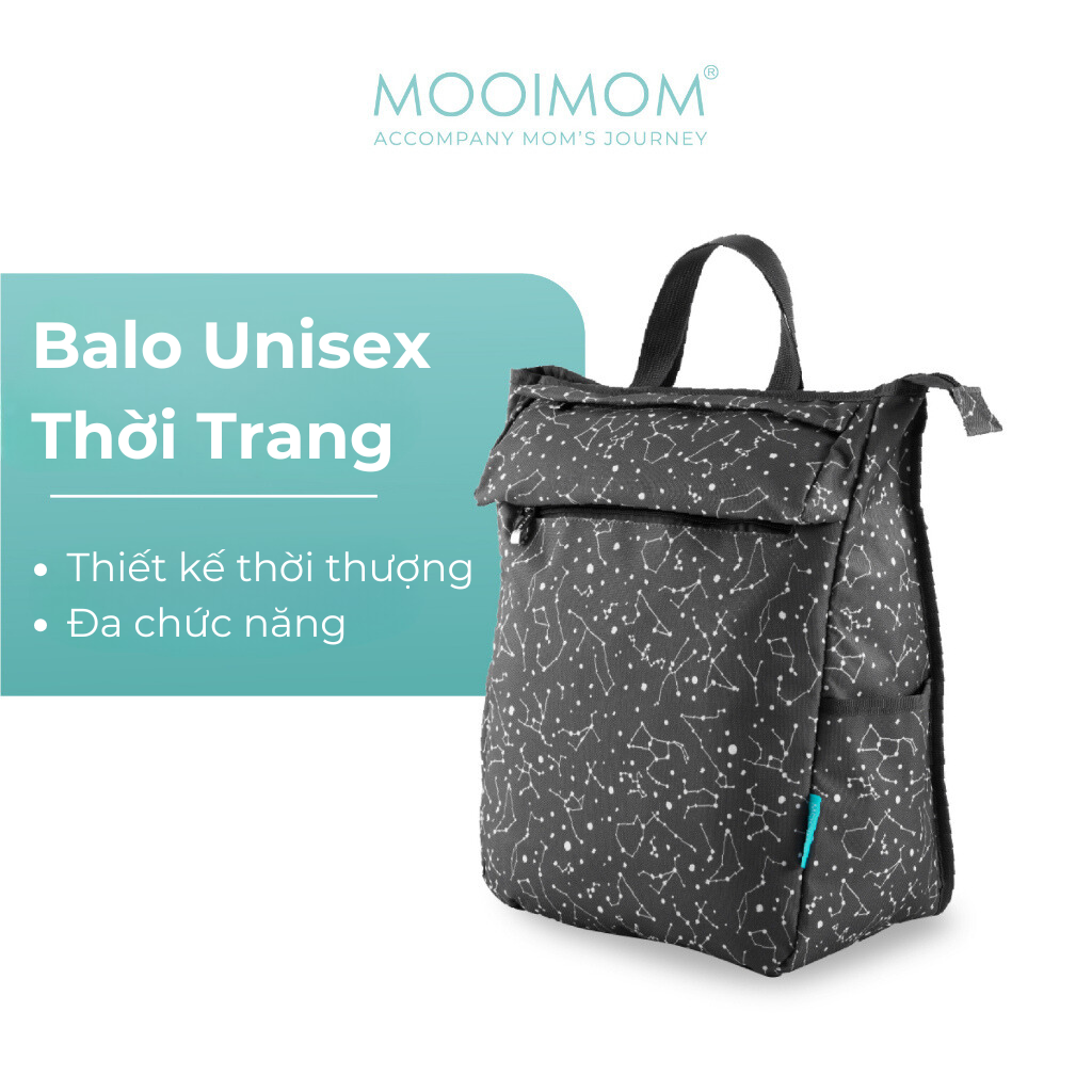 [CHÍNH HÃNG] MOOIMOM Balo Bỉm Sữa Dạng Unisex Cho Mẹ Và Bé DPB2108_01_XZ