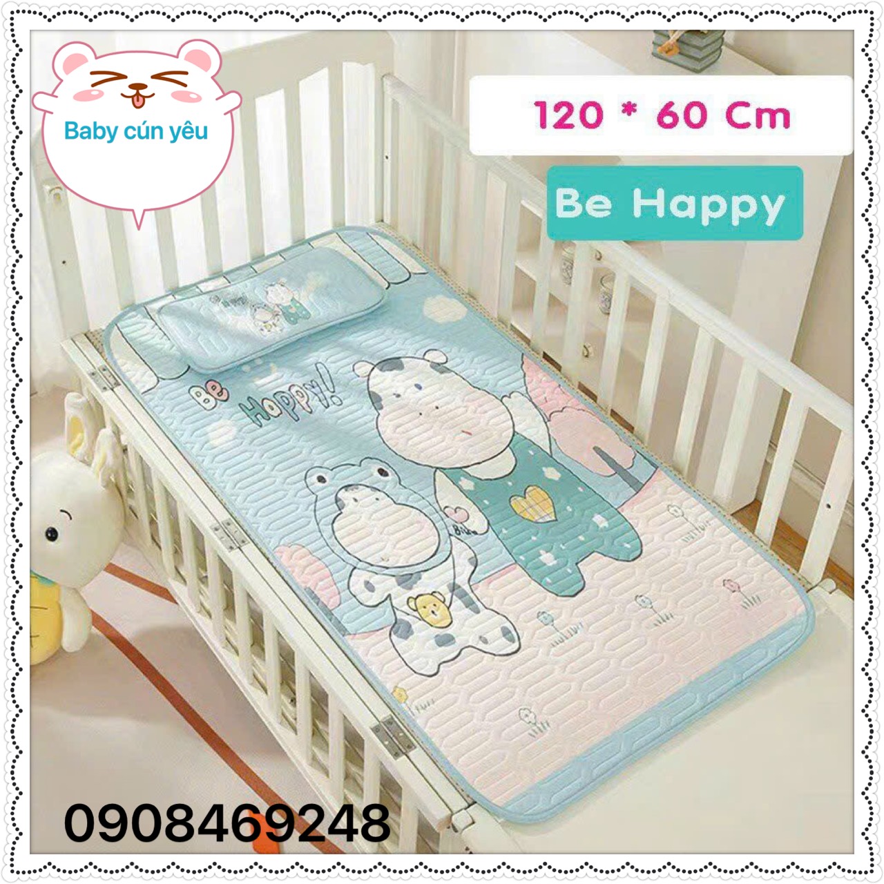 Chiếu Điều Hòa Cao Su Non Tặng Kèm Gối Cho Bé Chiếu Cao Su Non 5D Thoáng Mát Cho Bé Từ Sơ Sinh