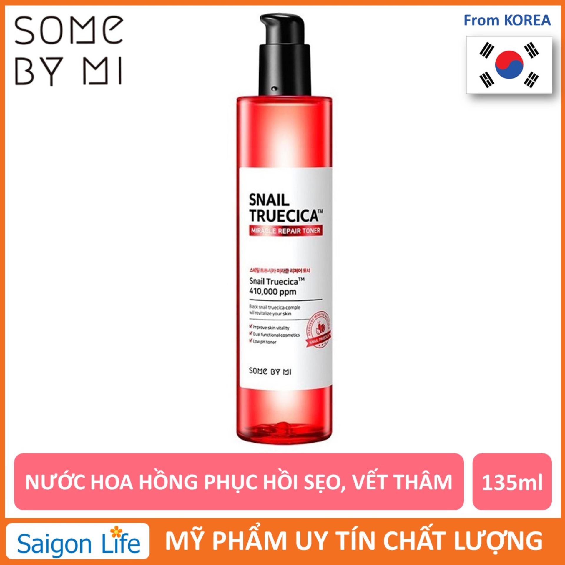 Nước Hoa Hồng Dưỡng Ẩm Phục Hồi Sẹo Rỗ Se Khít Lỗ Chân Lông Some By Mi Snail 135Ml