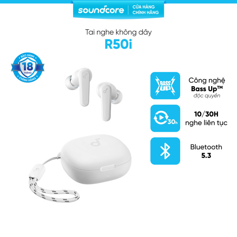Tai nghe bluetooth soundcore R50i (P20i) siêu nhỏ gọn | 30 giờ phát nhạc | Chống nước IPX5 | AI Translation