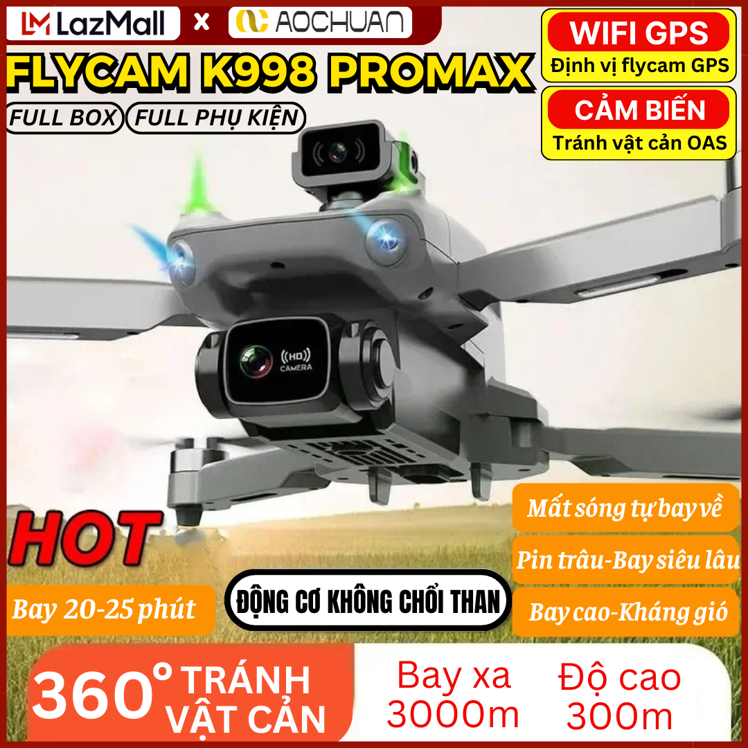 Máy Bay Flycam Drone Camera 8K Flaycam K998 Max G.P.S Cảm Biến Tránh Vật Cản - Flycam điều khiển từ xa - Fly cam giá rẻ - Playcam - Phờ lai cam - Flaycam - Play camera chất hơn sjrc f11s 4k pro mavic 3 pro drone p9 k101 max