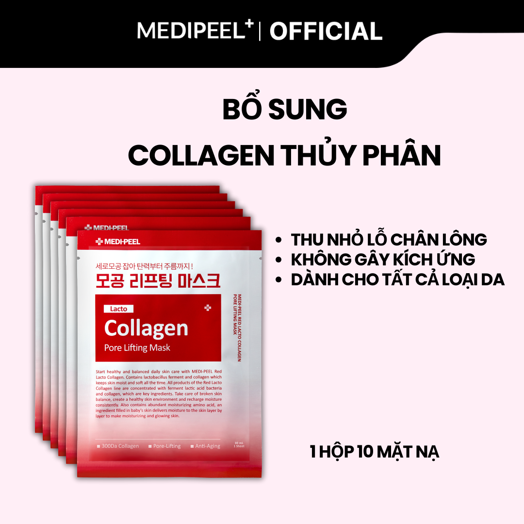 [MEDIPEEL Official] Mặt nạ tăng cường đàn hồi Red Lacto Collagen Pore Lifting Mask_10 Mặt Nạ (Mặt nạ