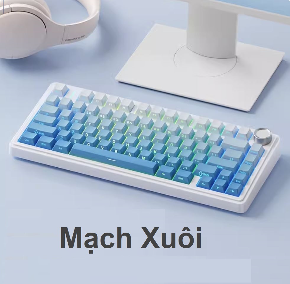 Bàn phím cơ không dây Aula F75 Hotswap 5 pin 3 Modes Led RGB Gasket 5 lớp đã custom bởi Nhà Sản Xuất