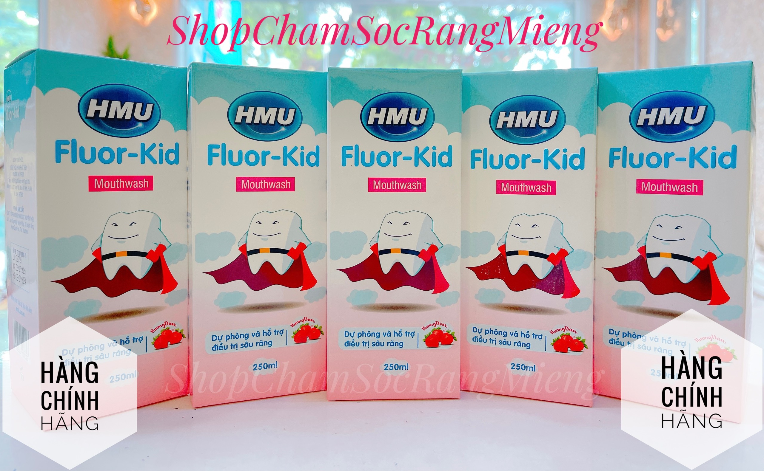 Nước súc miệng HMU Fluor Kid dự phòng và hỗ trợ chống sâu răng cho trẻ em ( Sản phẩm của Đại học Y Hà Nội)