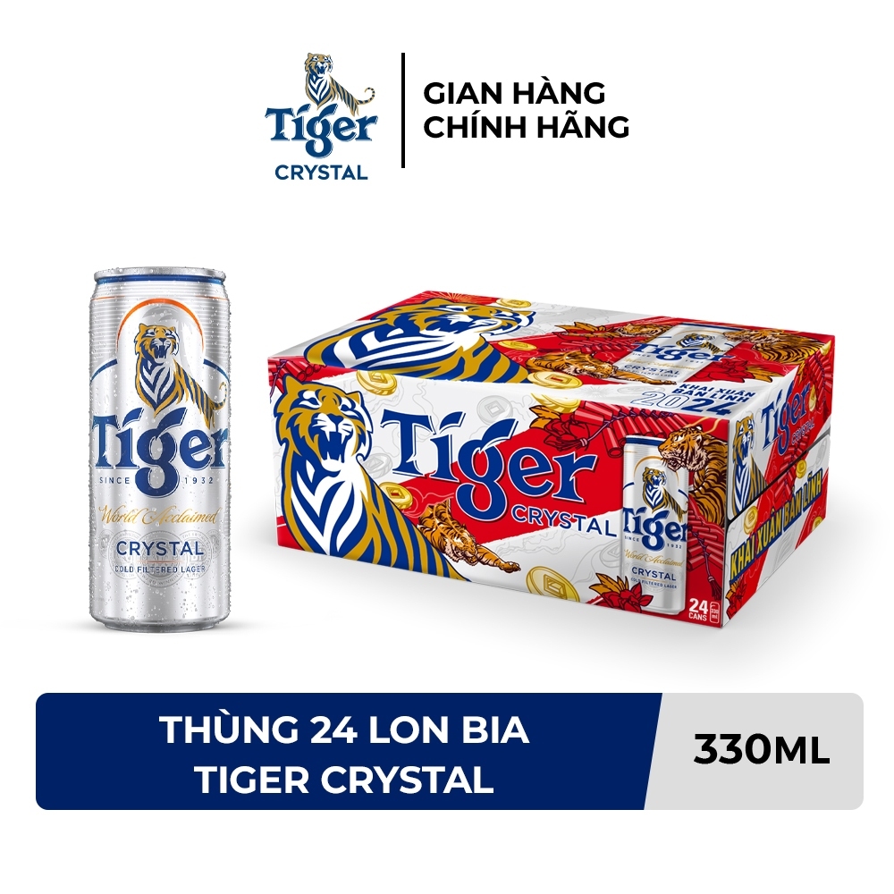 [MẪU THƯỜNG]Bia Tiger Crystal Thùng 24 Lon 330ml/lon mẫu xuân