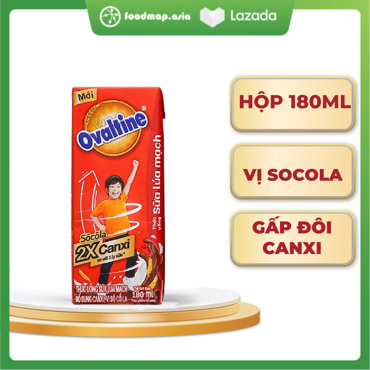 Sữa Ovaltine Canxi Socola - Hộp 180ml- Dinh Dưỡng Thơm Ngon - Foodmap