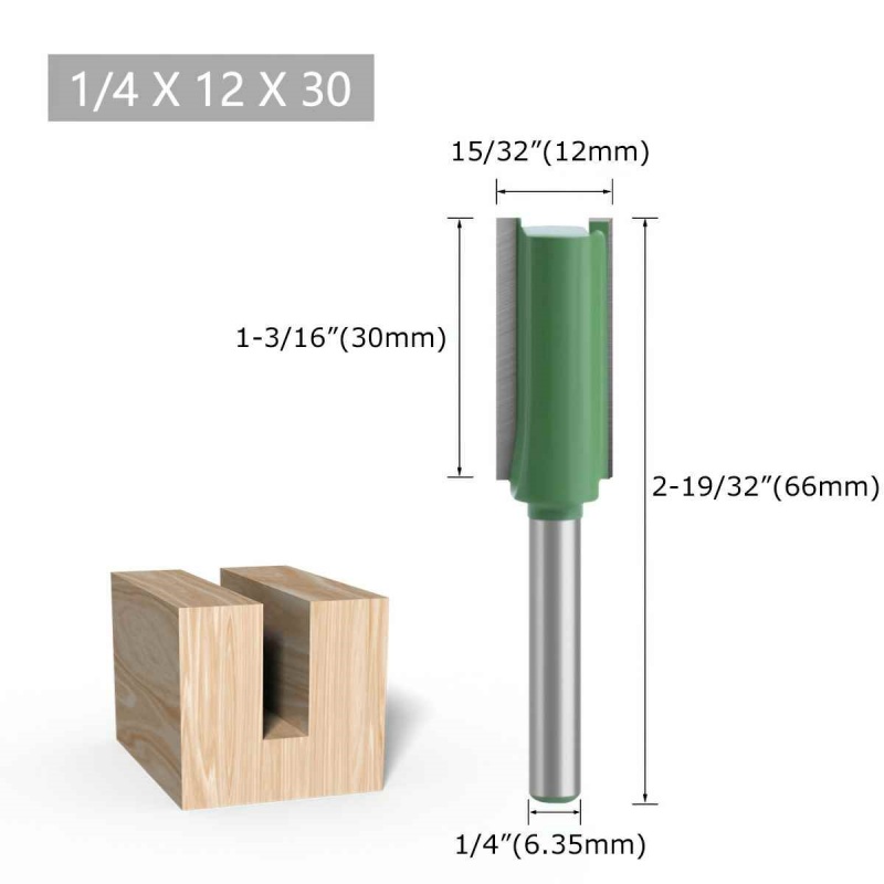 Mũi phay gỗ thẳng lấy nền mũi soi cốt 6.35mm tạo rãnh vuông 1/4 và 6mm-HAUSE