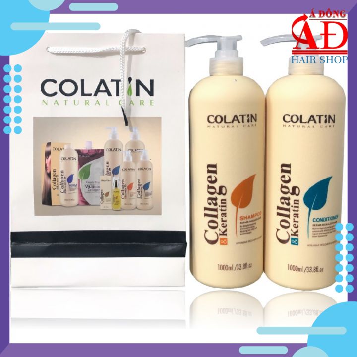 Bộ Dầu Gội Xả Dưỡng Chất Tơ Tằm Collagen Colatin Shampoo & Conditioner 1000Ml