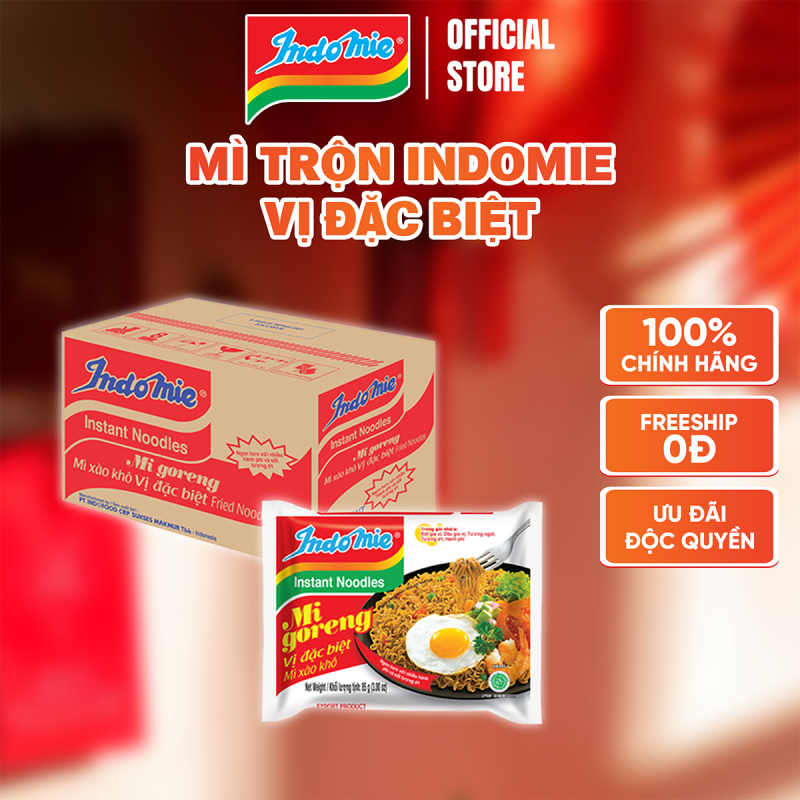 Mì Indomie vị Đặc Biệt mì trộn thơm đậm đà chuẩn vị ẩm thực bản xứ Indonesia 85g x thùng 40 gói