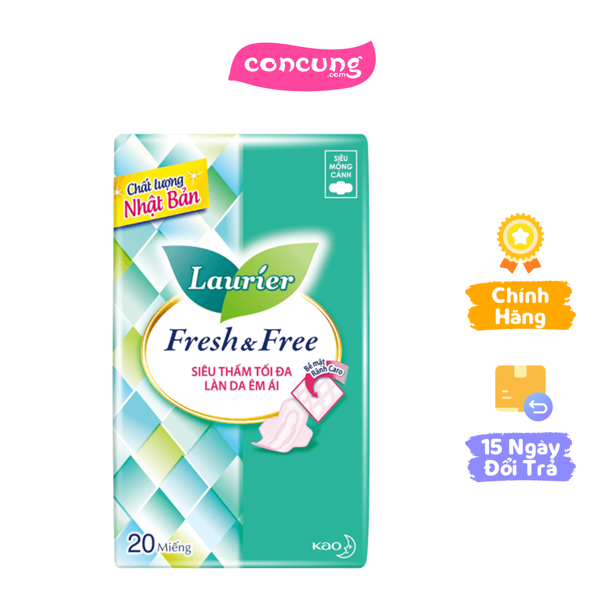 BVS Laurier Fresh&Free Siêu Mỏng Cánh 20M