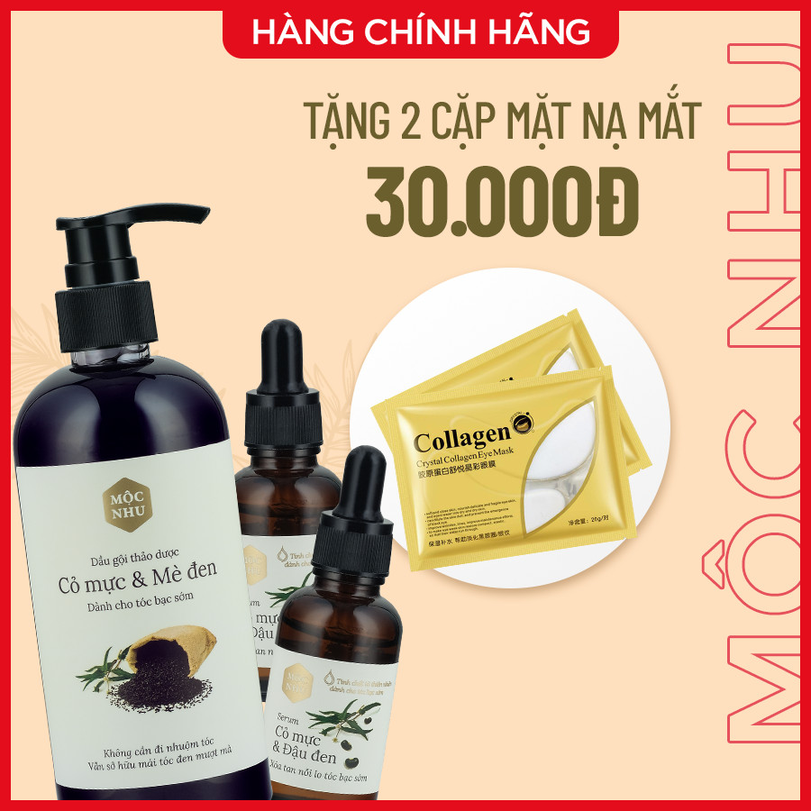 Bộ Sản Phẩm Dành Cho Tóc Bạc Sớm Serum & Dầu Gội Cỏ Mực Mộc Nhu (1 Gội + 2 Serum)