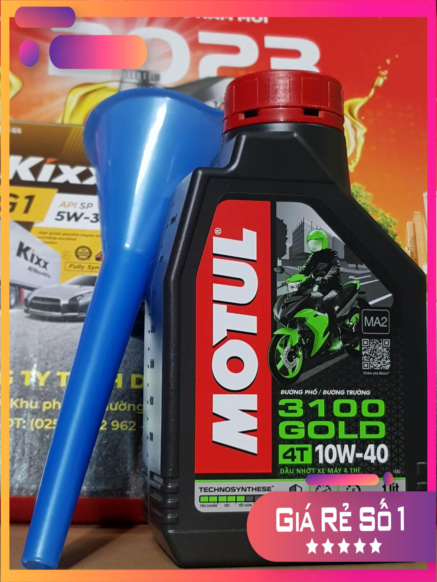 [MOTUL 3100 GOLD+PHỄU] Nhớt motul  3100 10W40 chai 800ml/1L cho xe máy xe côn tay, nhớt motul 3100 c