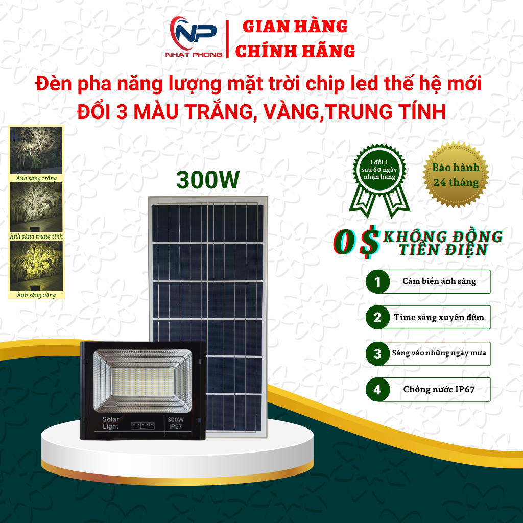 Đèn Năng Lượng Mặt Trời Sân VườnĐèn Pha 1 khoang 500WNHATPHONGSOLAR Chip Led Siêu Sáng Vỏ Nhôm Nguyên KhốiPin Rời Dây Dài 5MCảm Biến Ánh SángĐiều Khiển Từ XaChống Nước IP66 quà tặng quà tặng 2 cuộn băng keo
