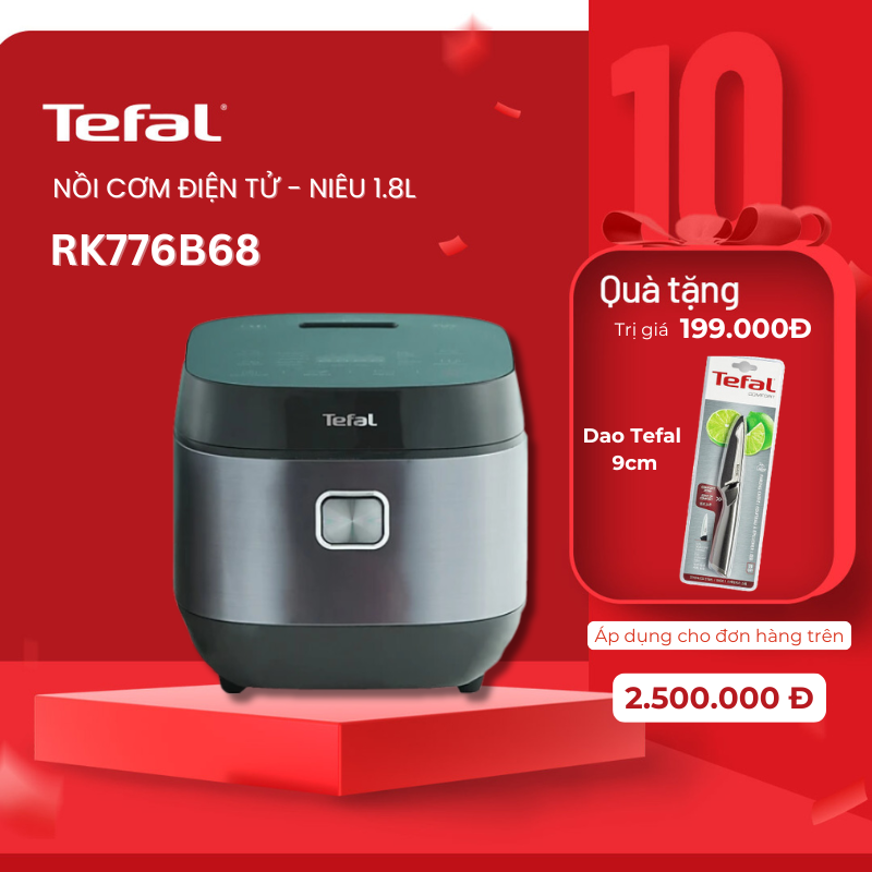 Nồi cơm điện tử Tefal Delirice Plus 1.8L RK776B68- Xám - Hàng Chính Hãng / BH 02 Năm