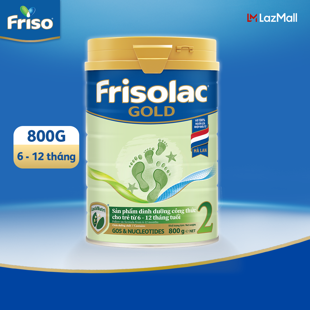 Sữa Bột Frisolac Gold 2 lon thiếc 800G cho trẻ từ 6-12 tháng tuổi