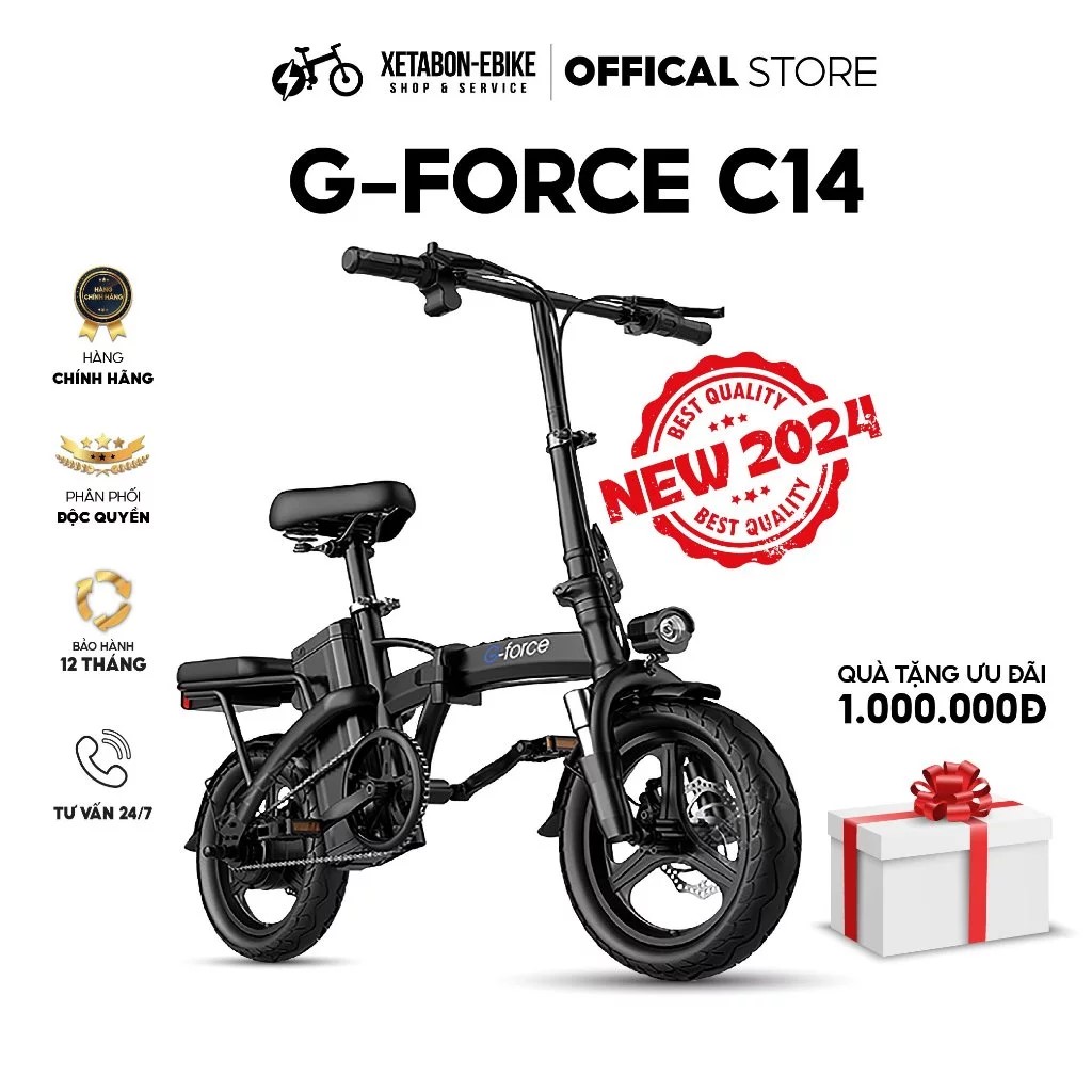 Xe đạp điện trợ lực G-FORCE C14  xe đạp thể thao gấp gọn Động cơ 400W  Tốd độ tối đa 35km/h Phanh đĩ