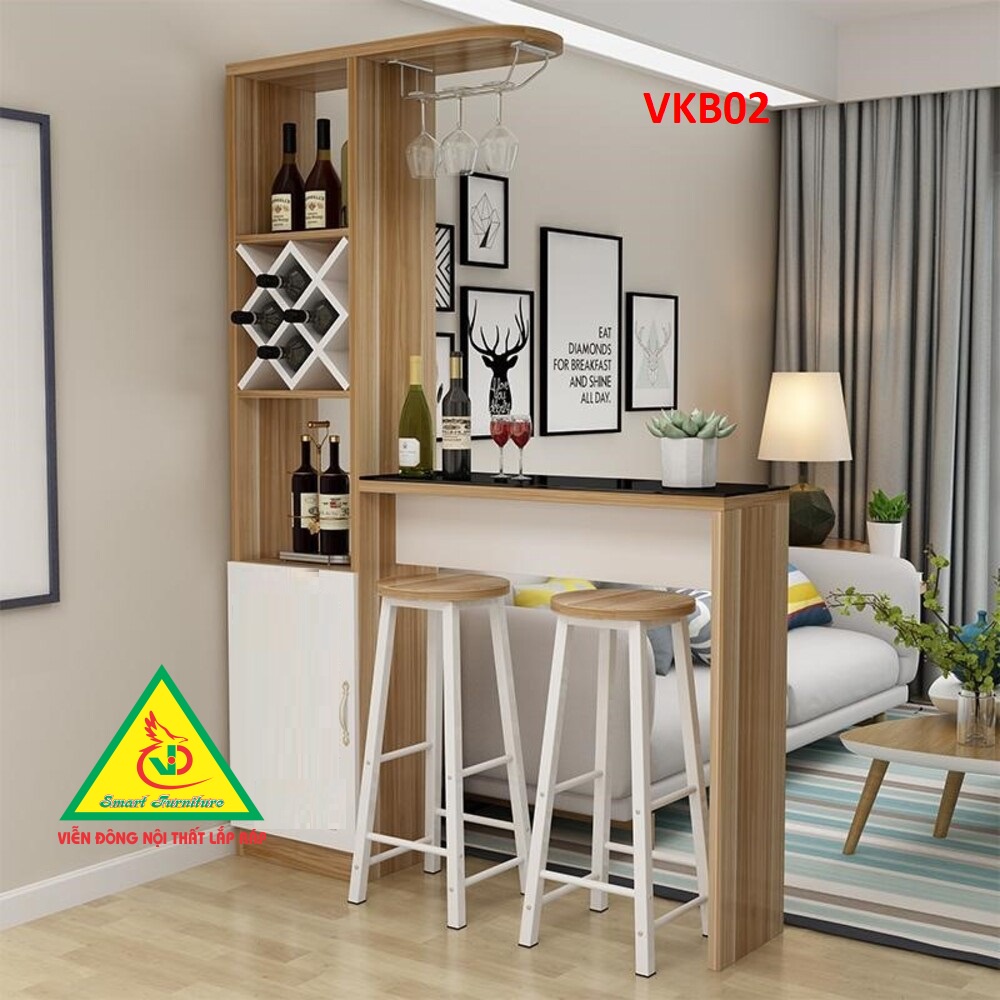 Quầy bar quầy bar mini quầy bar nhà bếp kết hợp tủ rượu VKB02 ( không kèm ghế) - Nội thất lắp ráp Vi