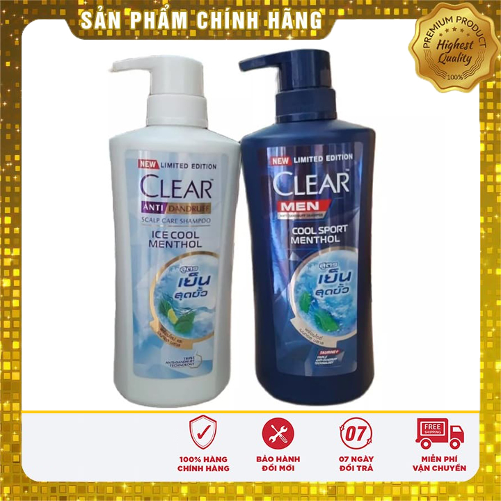 (2 chai) Dầu gộI Clear Thái Lan Men 450ml và Clear Bạc Hà 480ml HÀNG CHUẨN