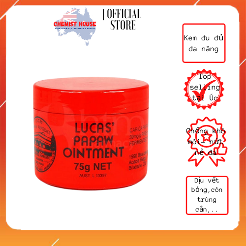 [Hcm][Hàng Chuẩn Úc] Lucas 75G - Kem Đu Đủ Đa Năng - Chống Khô Nẻ Môi Bỏng Da Mẩn Ngứa Mụn Nhọn Cho Mọi Lứa Tuổi