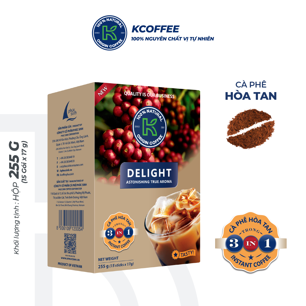 Cà Phê Hòa Tan K Delight 3in1 Đậm Vị Như Pha Phin - Thương Hiệu K Coffee