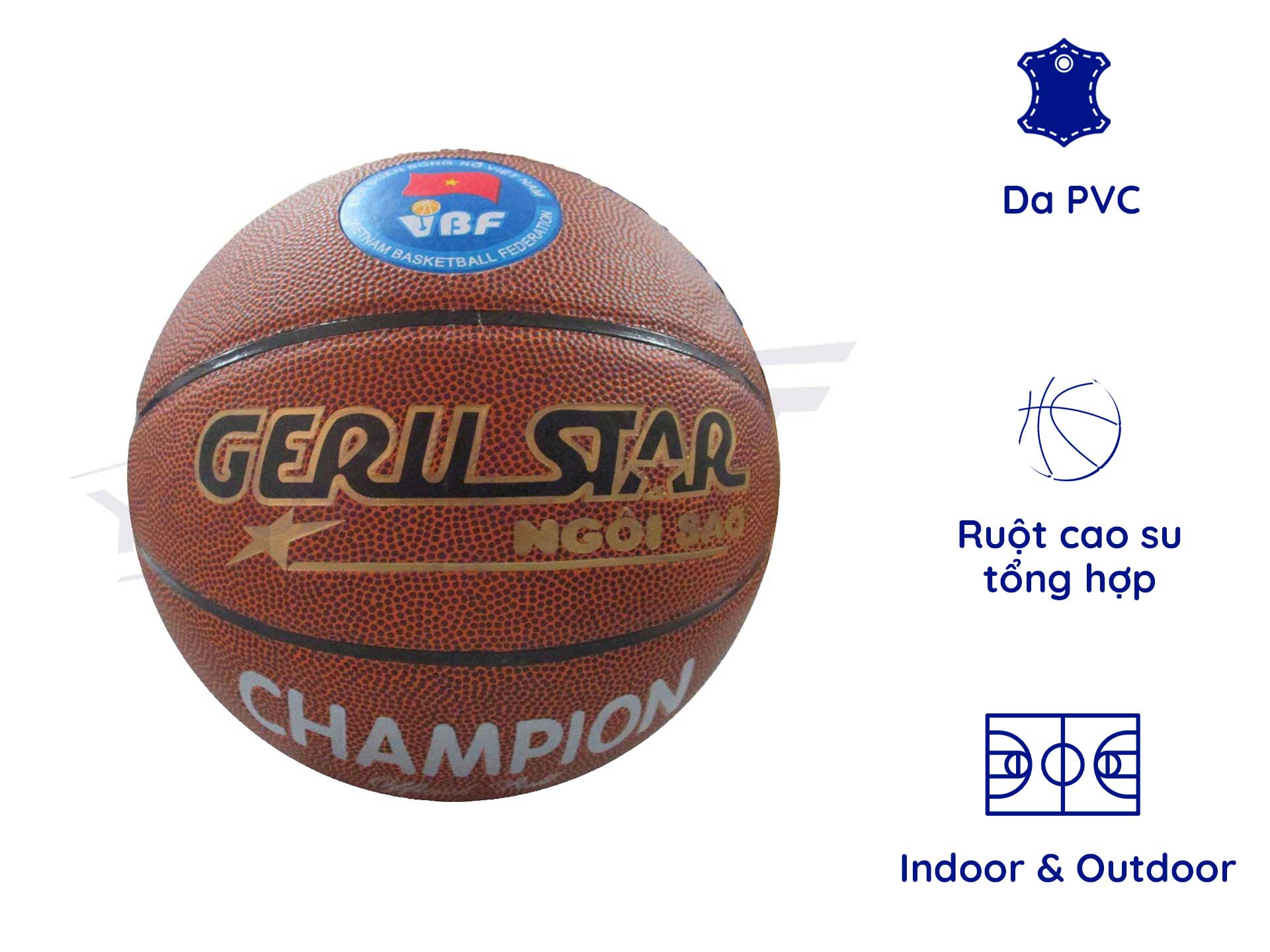 Bóng rổ Geru Champion B7 - Quả bóng rổ chính hãng (chống thấm nước  độ bám tốt)