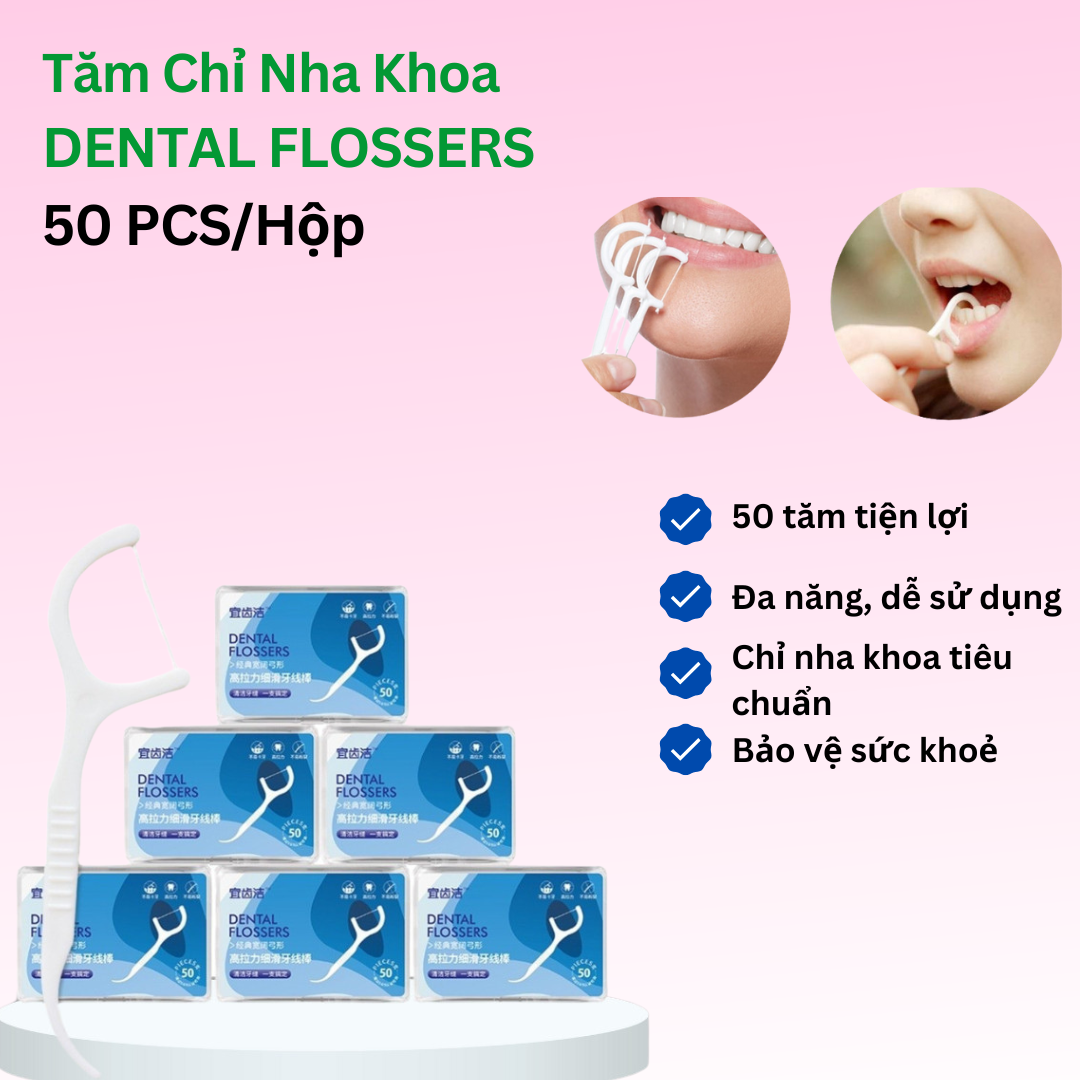 Hộp 50 tăm chỉ nha khoa vệ sinh răng miệng Dental Flossers