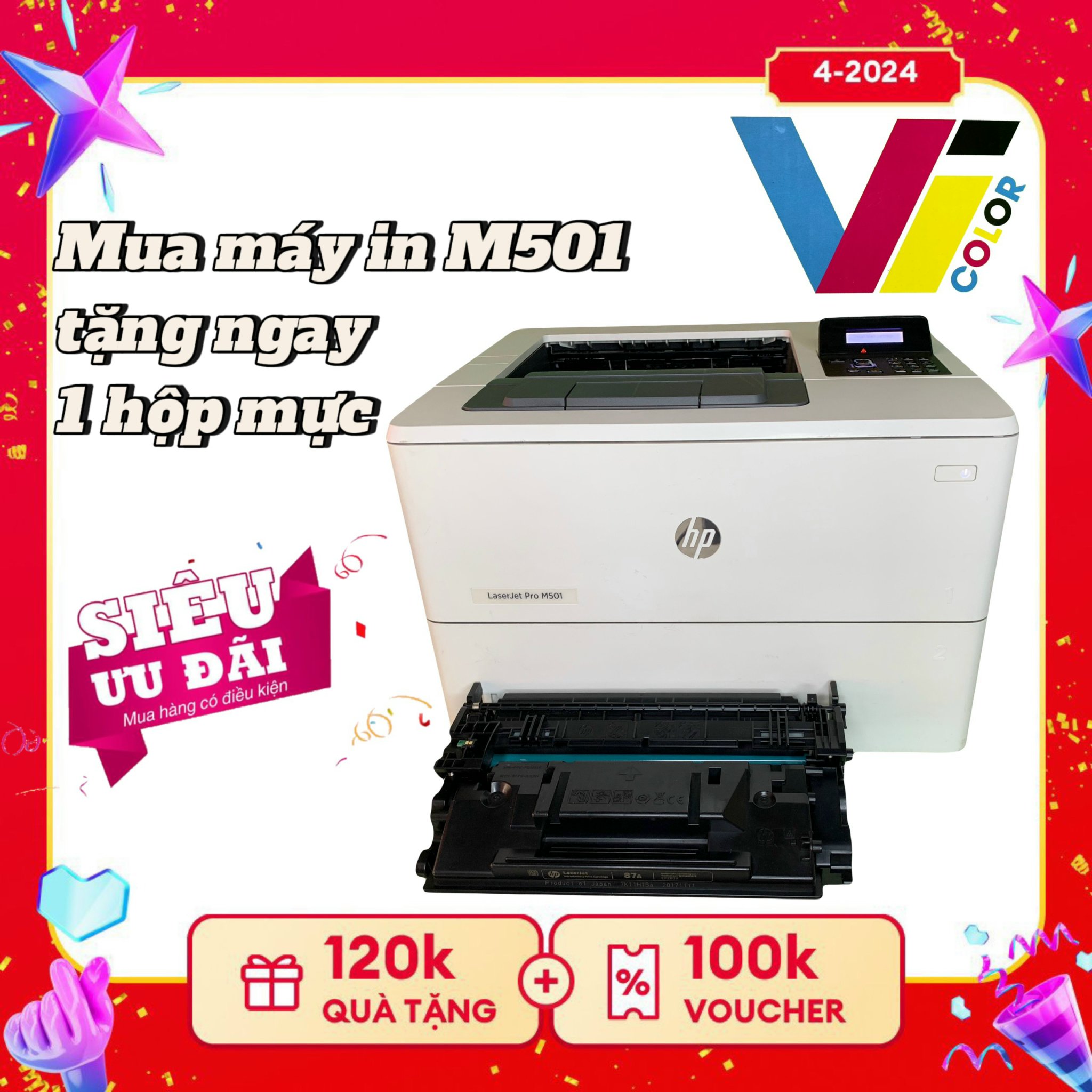 Máy in Laser HP LaserJet Pro M501DN (J8H61A) tân trang tặng kèm hộp mực 87A ( CF287A)