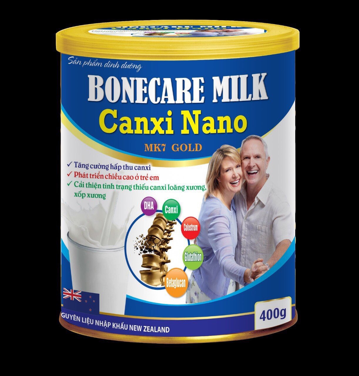 Sữa Bột Tăng Chiều Cao Bonecare Milk Canxi Nano MK7 Gold- Tăng Cường Hấp Thu Canxi Phát Triển Chiều Cao Ở Trẻ Em Cải Thiện Tình Trạng Thiếu Canxi Loãng Xương Xốp Xương ở người lớn