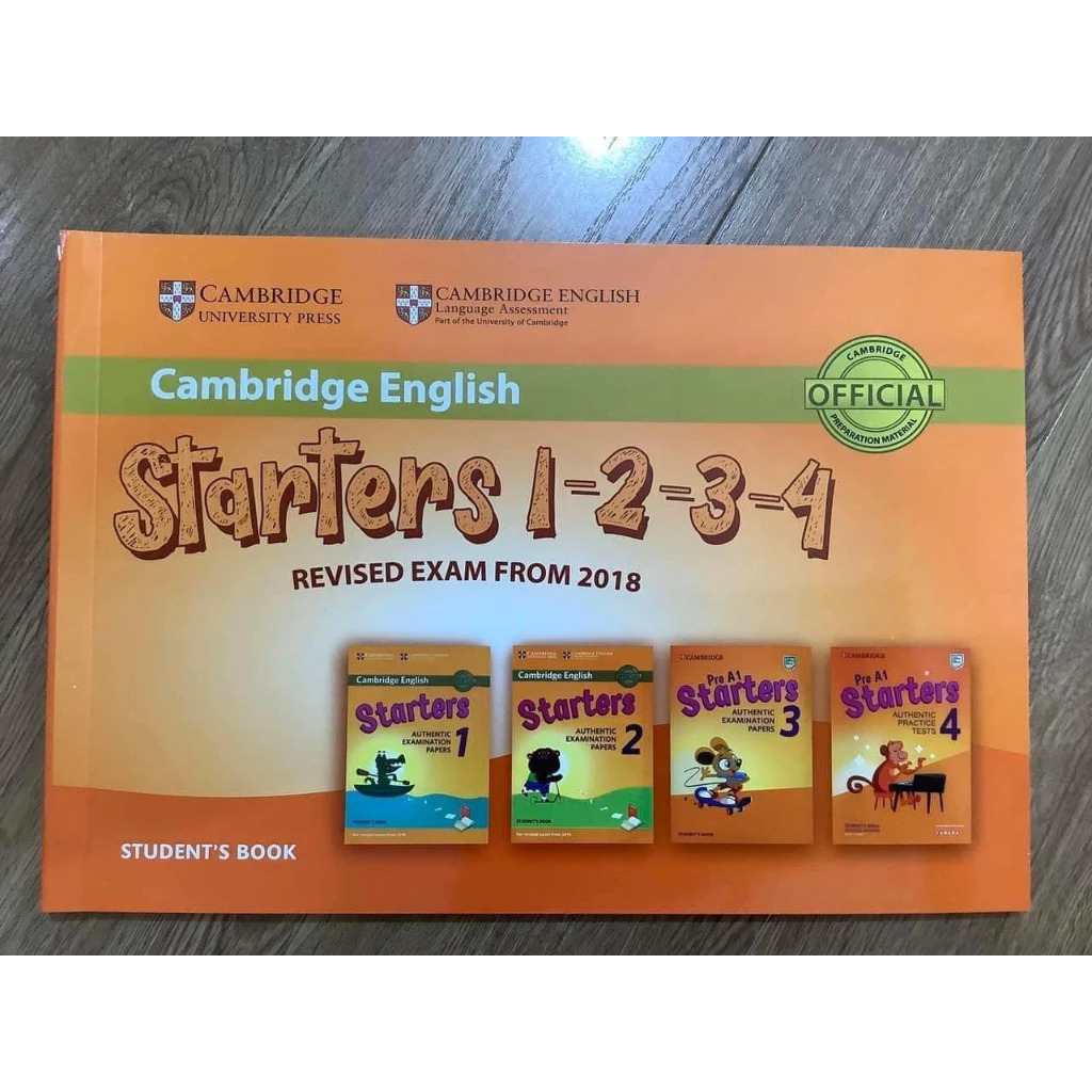 SÁCH - Cambridge English Starters Movers Flyers 1 2 3 4 in gộp (Quét QR lấy file nghe)