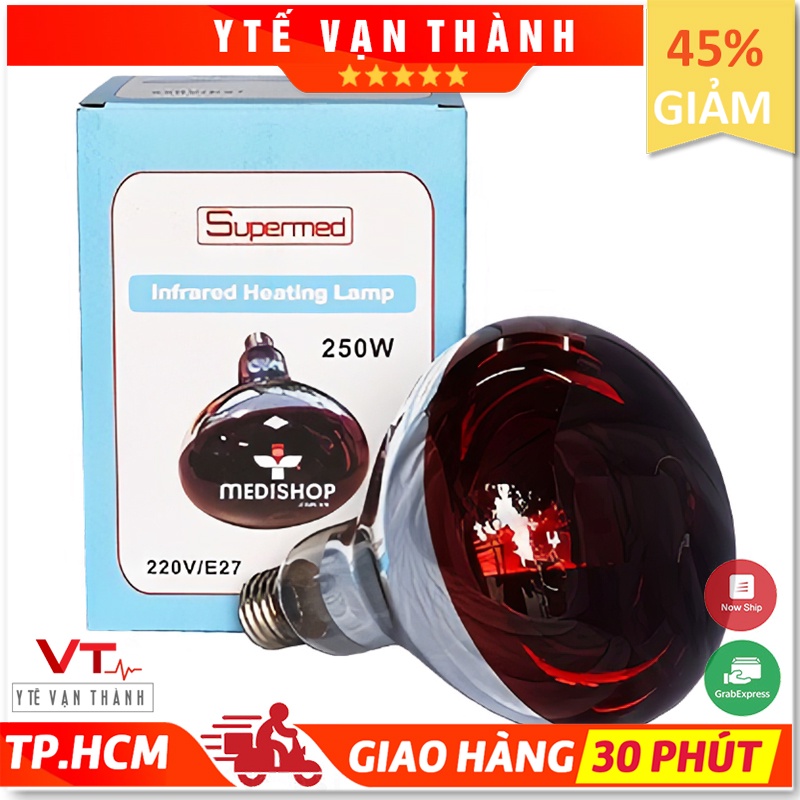 ✅ Bóng Đèn Hồng Ngoại Y Tế: Supermed 250W Sưởi Ấm Giảm Đau - Vt0101 [ Y Tế Vạn Thành ]