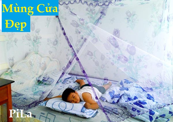 Mùng Ngủ Tuyn Bông Đẹp Có Cửa  Có Mùng Loại Lớn 3M4M Có Cửa