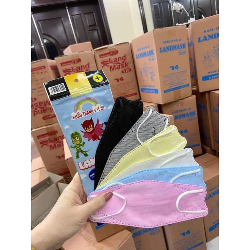 Khẩu Trang 3D Kháng Khuẩn LandMask Người Lớn, Khẩu Trang Land Mask Trẻ Em 4 Lớp Chất Lượng Cao Hàng Công Ty