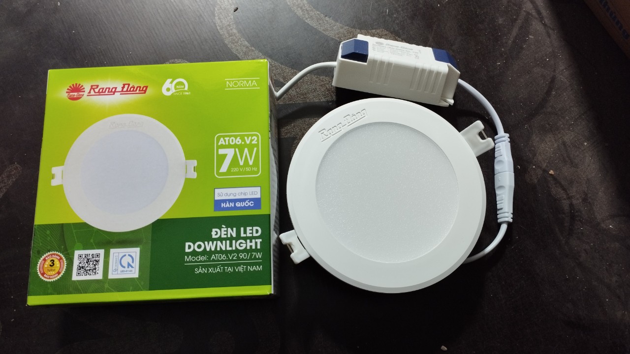 Đèn Led Âm Trần Rạng Đông 7w,9w, Đèn Downlight Âm Trần Rạng Đông 3 Màu Viền Vàng, Viền Bạc Phi 90