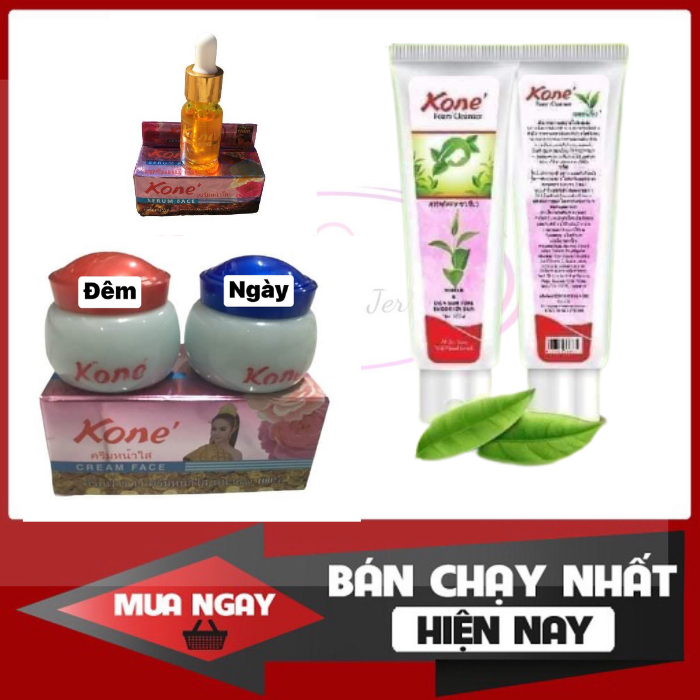 Combo Serum Nám + Bộ Kem Kone Dưỡng Da Ngày Đêm + Sửa Rửa Mặt Trà Xanh Kone Thái Lan Chính Hãng - Giúp Ức Chế Sắc Tố Melanin Mờ Nám Mờ Tàn Nhang Giúp Da Trở Nên Hồng Hào Và Trắng Sáng